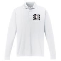 baseball Mama Distressed Lightning Bolt Mom Performance Long Sleeve Polo