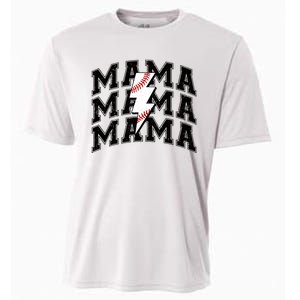 baseball Mama Distressed Lightning Bolt Mom Cooling Performance Crew T-Shirt