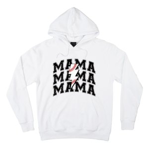 baseball Mama Distressed Lightning Bolt Mom Hoodie