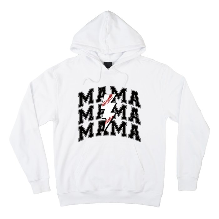 baseball Mama Distressed Lightning Bolt Mom Hoodie