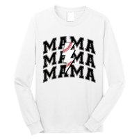 baseball Mama Distressed Lightning Bolt Mom Long Sleeve Shirt