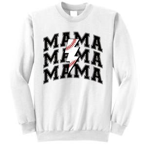 baseball Mama Distressed Lightning Bolt Mom Sweatshirt