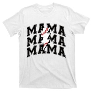 baseball Mama Distressed Lightning Bolt Mom T-Shirt