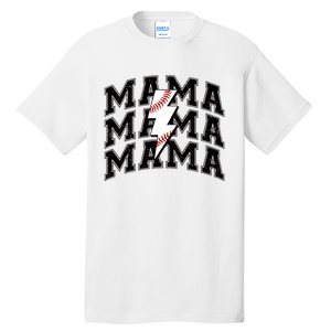 baseball Mama Distressed Lightning Bolt Mom Tall T-Shirt