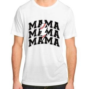 baseball Mama Distressed Lightning Bolt Mom Adult ChromaSoft Performance T-Shirt