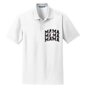 baseball Mama Distressed Lightning Bolt Mom Dry Zone Grid Polo