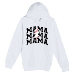 baseball Mama Distressed Lightning Bolt Mom Premium Pullover Hoodie