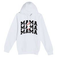 baseball Mama Distressed Lightning Bolt Mom Premium Pullover Hoodie