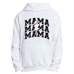 baseball Mama Distressed Lightning Bolt Mom Urban Pullover Hoodie