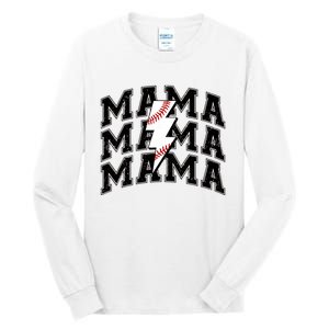 baseball Mama Distressed Lightning Bolt Mom Tall Long Sleeve T-Shirt