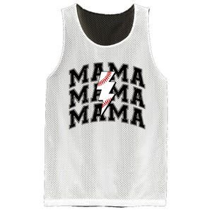 baseball Mama Distressed Lightning Bolt Mom Mesh Reversible Basketball Jersey Tank