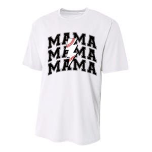 baseball Mama Distressed Lightning Bolt Mom Performance Sprint T-Shirt