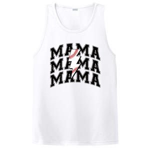 baseball Mama Distressed Lightning Bolt Mom PosiCharge Competitor Tank