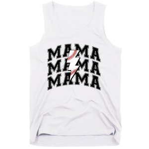 baseball Mama Distressed Lightning Bolt Mom Tank Top