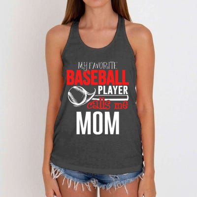 Baseball Mom Design My Favorite Player Calls Me Gift Women's Knotted Racerback Tank