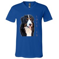 Bernese Mountain Dog Gift Dog Mom Love Gift V-Neck T-Shirt