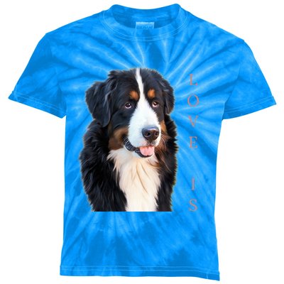 Bernese Mountain Dog Gift Dog Mom Love Gift Kids Tie-Dye T-Shirt