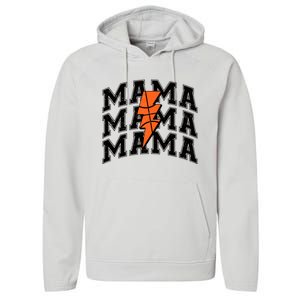 Basketball Mama Distressed Lightning Bolt Mom Performance Fleece Hoodie