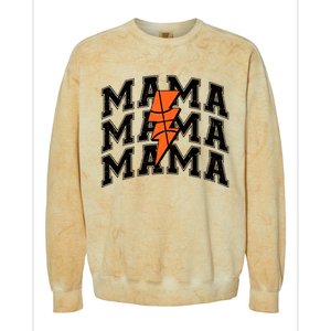 Basketball Mama Distressed Lightning Bolt Mom Colorblast Crewneck Sweatshirt