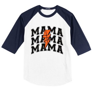 Basketball Mama Distressed Lightning Bolt Mom Baseball Sleeve Shirt