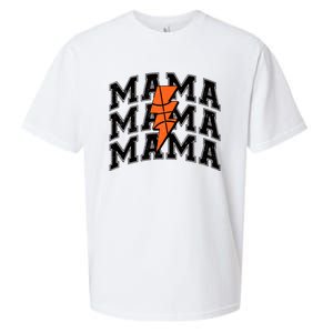 Basketball Mama Distressed Lightning Bolt Mom Sueded Cloud Jersey T-Shirt