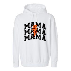 Basketball Mama Distressed Lightning Bolt Mom Garment-Dyed Fleece Hoodie