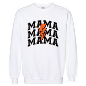 Basketball Mama Distressed Lightning Bolt Mom Garment-Dyed Sweatshirt