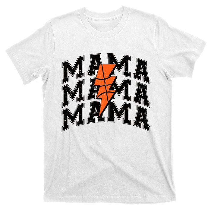 Basketball Mama Distressed Lightning Bolt Mom T-Shirt