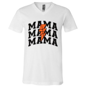 Basketball Mama Distressed Lightning Bolt Mom V-Neck T-Shirt