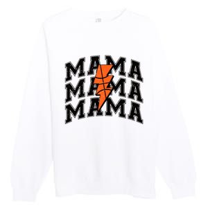 Basketball Mama Distressed Lightning Bolt Mom Premium Crewneck Sweatshirt