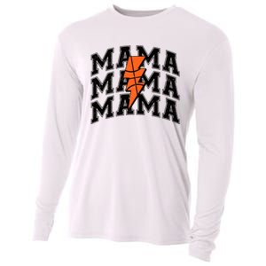 Basketball Mama Distressed Lightning Bolt Mom Cooling Performance Long Sleeve Crew