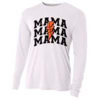 Basketball Mama Distressed Lightning Bolt Mom Cooling Performance Long Sleeve Crew