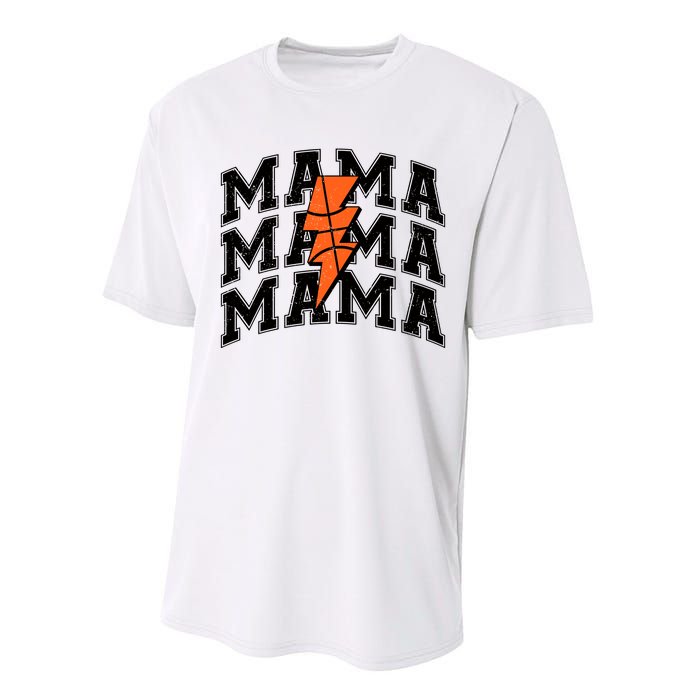 Basketball Mama Distressed Lightning Bolt Mom Performance Sprint T-Shirt