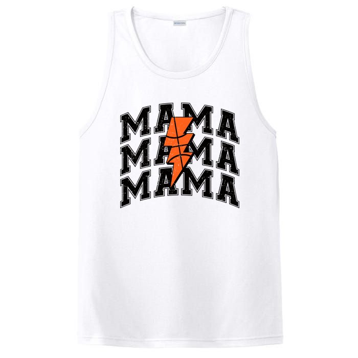 Basketball Mama Distressed Lightning Bolt Mom PosiCharge Competitor Tank