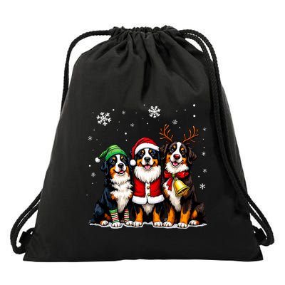 Bernese Mountain Dog Christmas Dogs Funny Santa Reindeer Elf Drawstring Bag