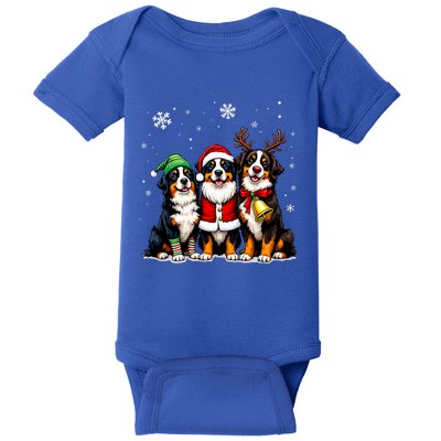 Bernese Mountain Dog Christmas Dogs Funny Santa Reindeer Elf Baby Bodysuit