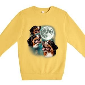 Bernese Mountain Dog Moon 3 Howling Canines Parody Dog Premium Crewneck Sweatshirt