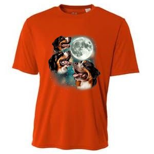 Bernese Mountain Dog Moon 3 Howling Canines Parody Dog Cooling Performance Crew T-Shirt