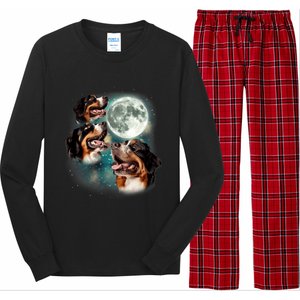 Bernese Mountain Dog Moon 3 Howling Canines Parody Dog Long Sleeve Pajama Set