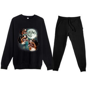 Bernese Mountain Dog Moon 3 Howling Canines Parody Dog Premium Crewneck Sweatsuit Set