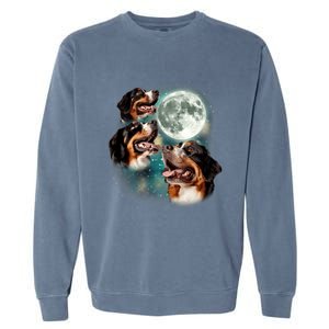 Bernese Mountain Dog Moon 3 Howling Canines Parody Dog Garment-Dyed Sweatshirt