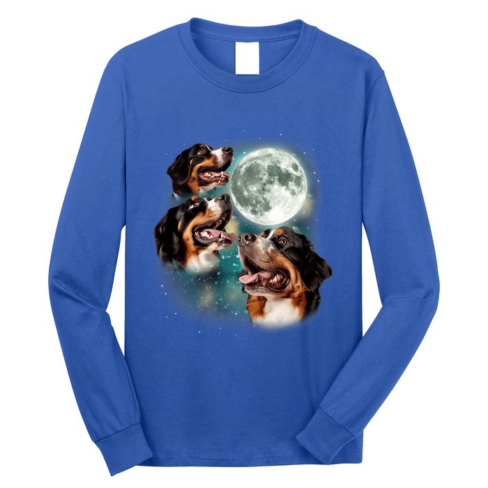 Bernese Mountain Dog Moon 3 Howling Canines Parody Dog Long Sleeve Shirt