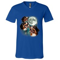 Bernese Mountain Dog Moon 3 Howling Canines Parody Dog V-Neck T-Shirt