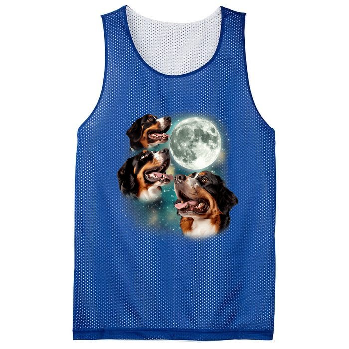 Bernese Mountain Dog Moon 3 Howling Canines Parody Dog Mesh Reversible Basketball Jersey Tank