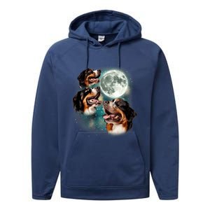 Bernese Mountain Dog Moon 3 Howling Canines Parody Dog Performance Fleece Hoodie