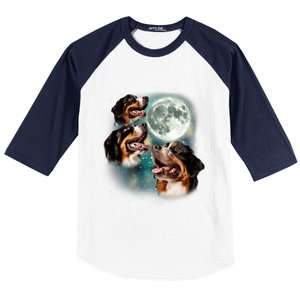 Bernese Mountain Dog Moon 3 Howling Canines Parody Dog Baseball Sleeve Shirt