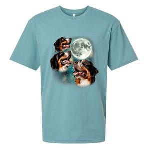 Bernese Mountain Dog Moon 3 Howling Canines Parody Dog Sueded Cloud Jersey T-Shirt