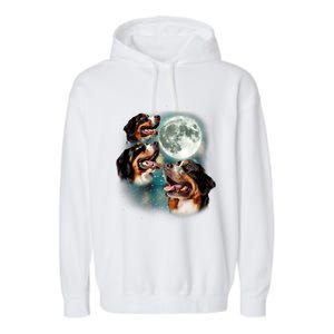 Bernese Mountain Dog Moon 3 Howling Canines Parody Dog Garment-Dyed Fleece Hoodie