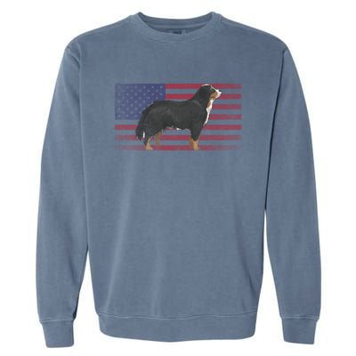 Burnese Mountain Dog 4th Of July American Flag America Usa Gift Garment-Dyed Sweatshirt