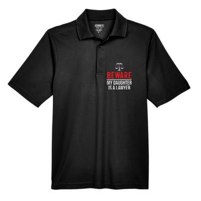 Beware My Daughter Is A Lawyer Funny Attorney Men's Origin Performance Piqué Polo